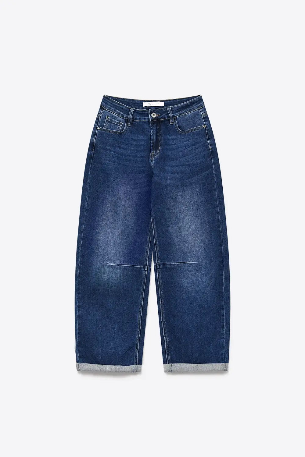 Basic Barrel Style jeans in Mid Blue