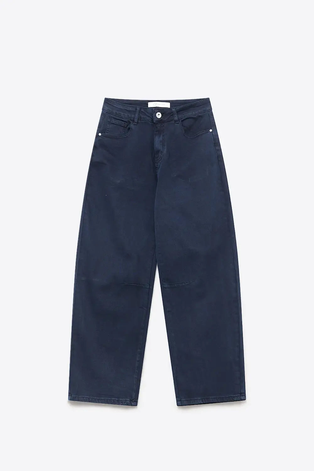 Navy soft stretch Denim Wide Leg Jeans with seam at the knee - Colored Jeans