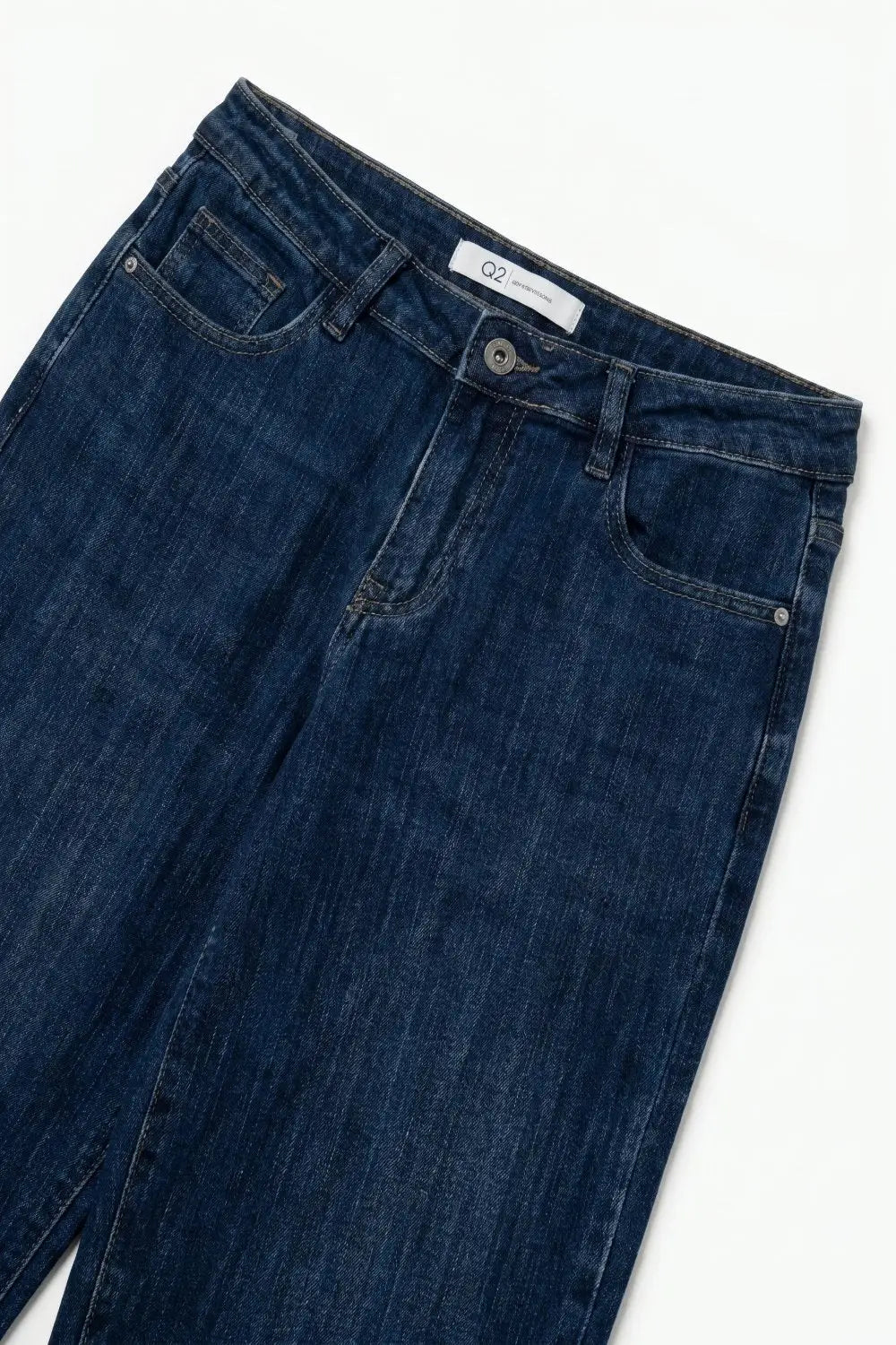 Blue Dark Wash mom jeans with Wide Leg and ankle length