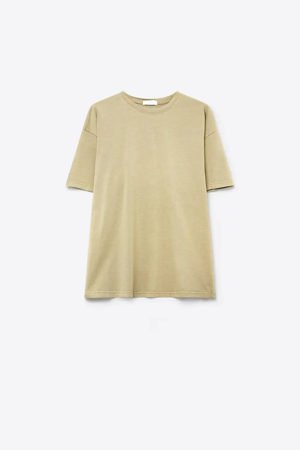 Khaki Cotton Crew Neck Regular Fit Short Sleeve T-Shirt - Sweaters