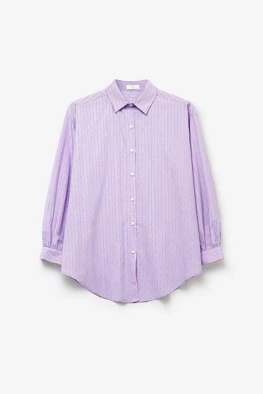 Lilac Stripe Lightweight shirt with embellished with strass - Shirts