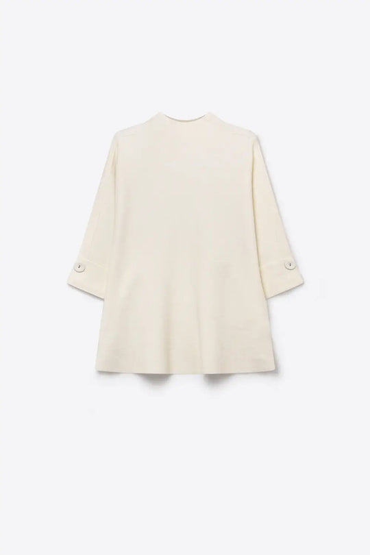 White Knitted Sweater with Button Details - WHITE / ONE - Sweaters