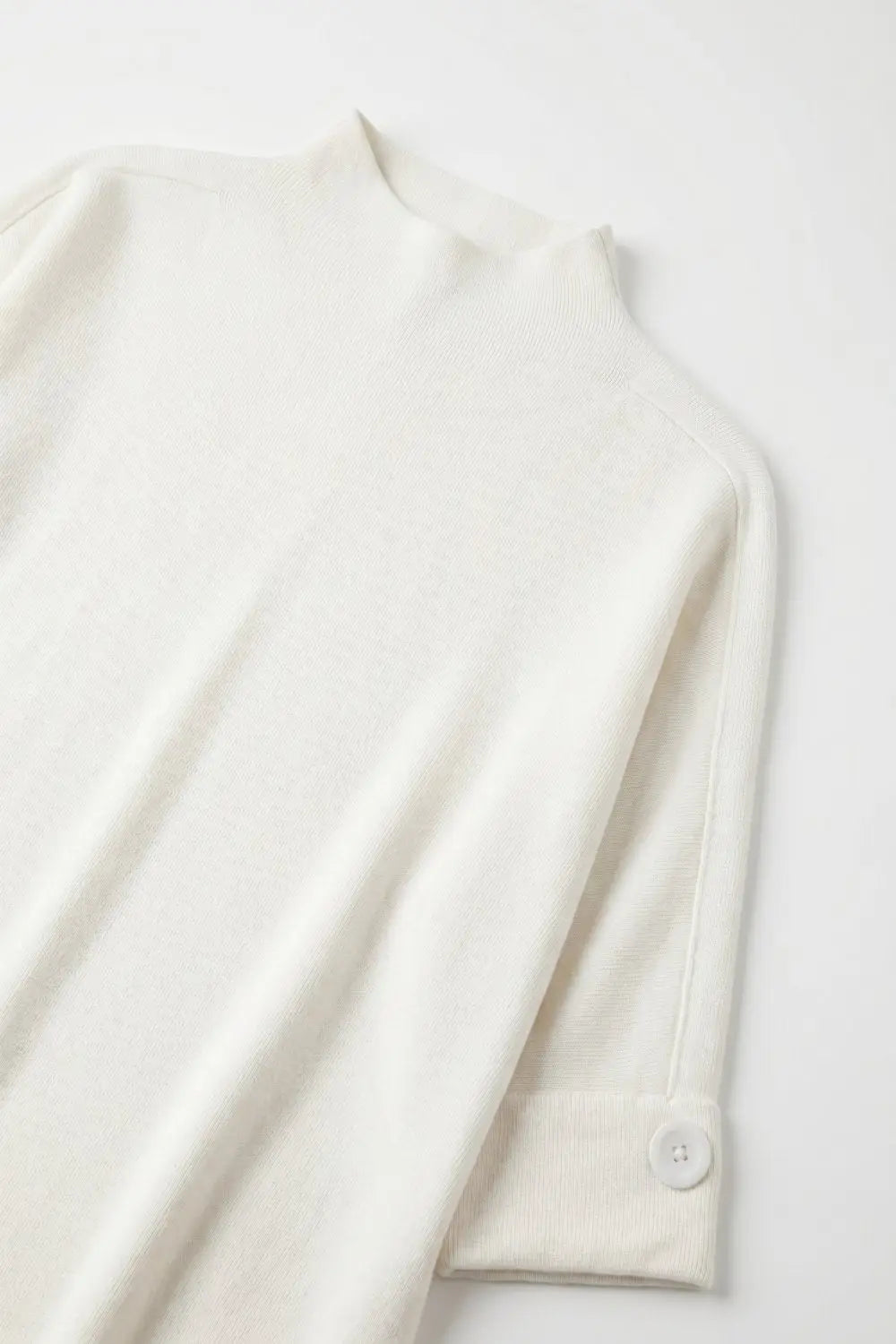 White Knitted Sweater with Button Details - WHITE / ONE - Sweaters