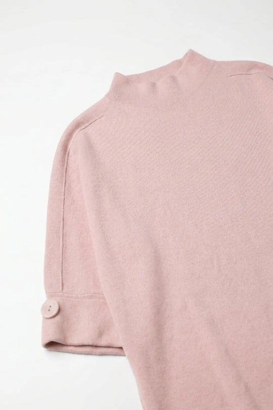 Pink Knitted Sweater with Button Details - PINK / ONE - Sweaters