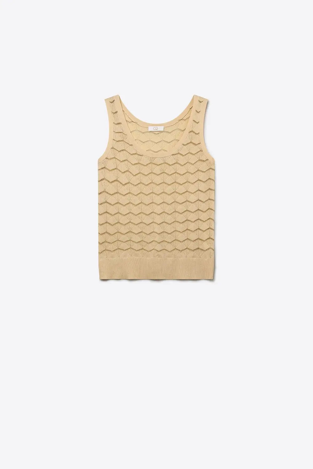 Beige Geo Knit Textured Sleeveless Top - BEIGE / ONE - Tops