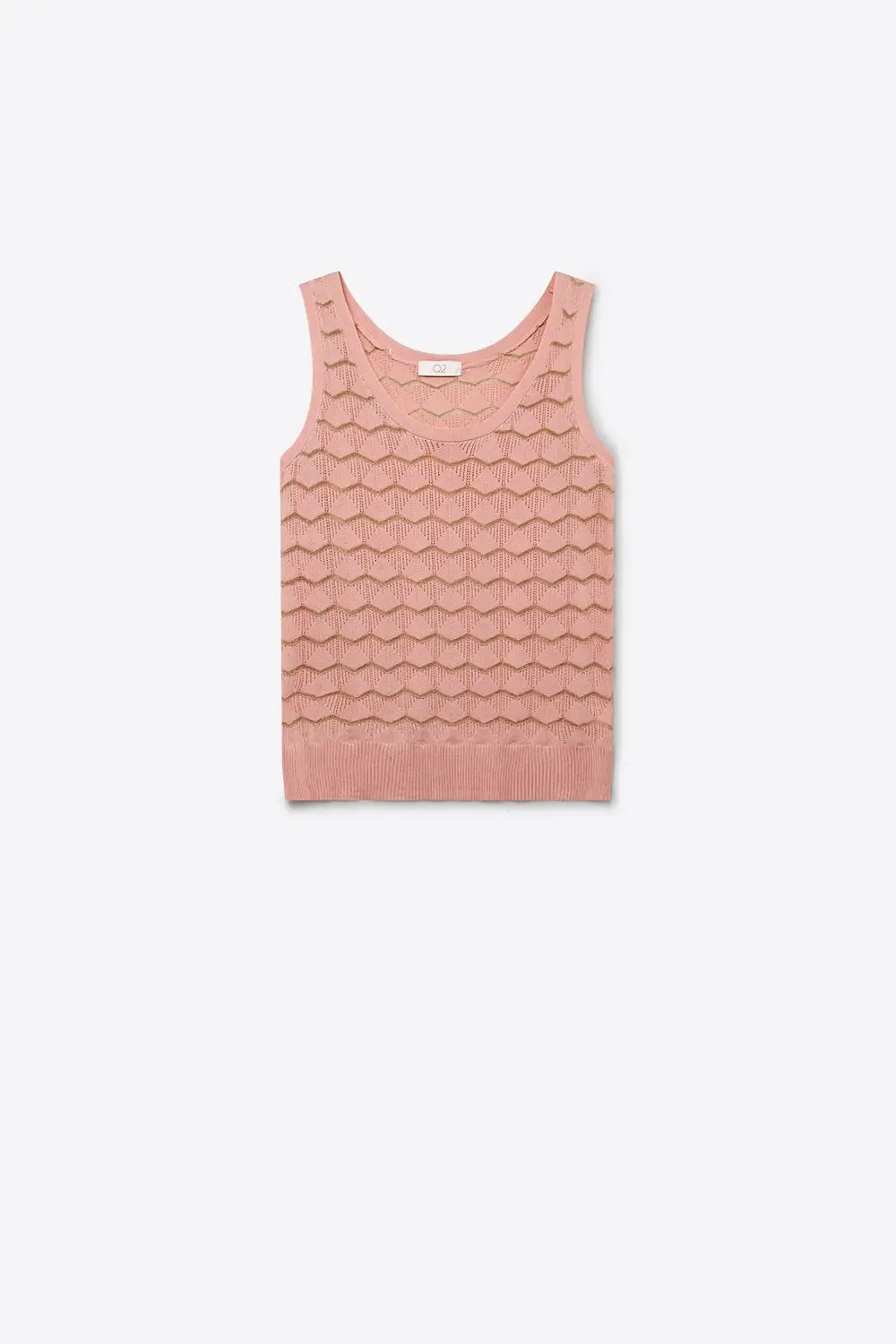 Light Pink Geo Knit Metallic Trim Top - PINK / ONE - Tops