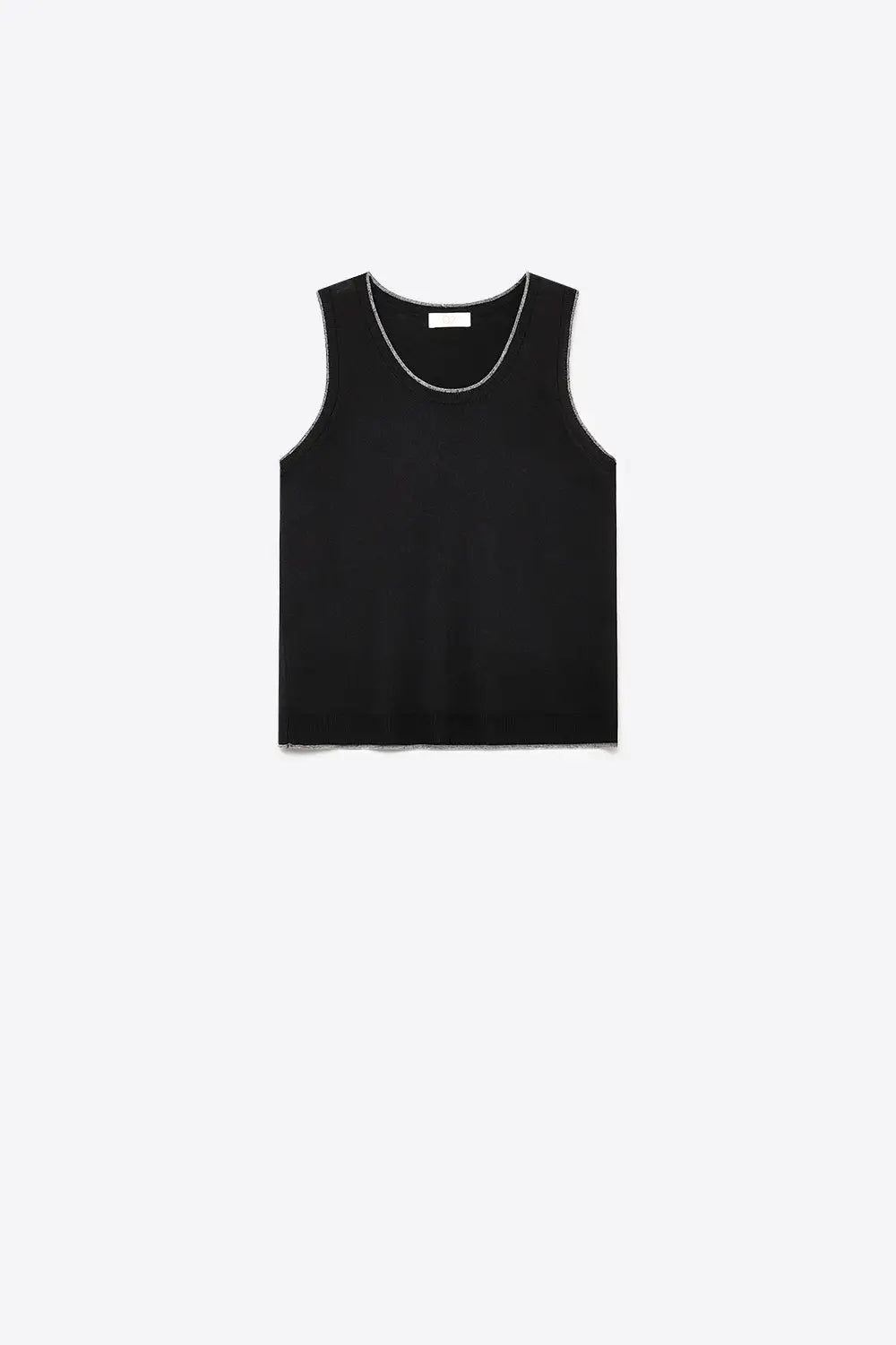 Black Ribbed Knit Contrast Seam Regular Fit Tank Top - BLACK / ONE - Tops