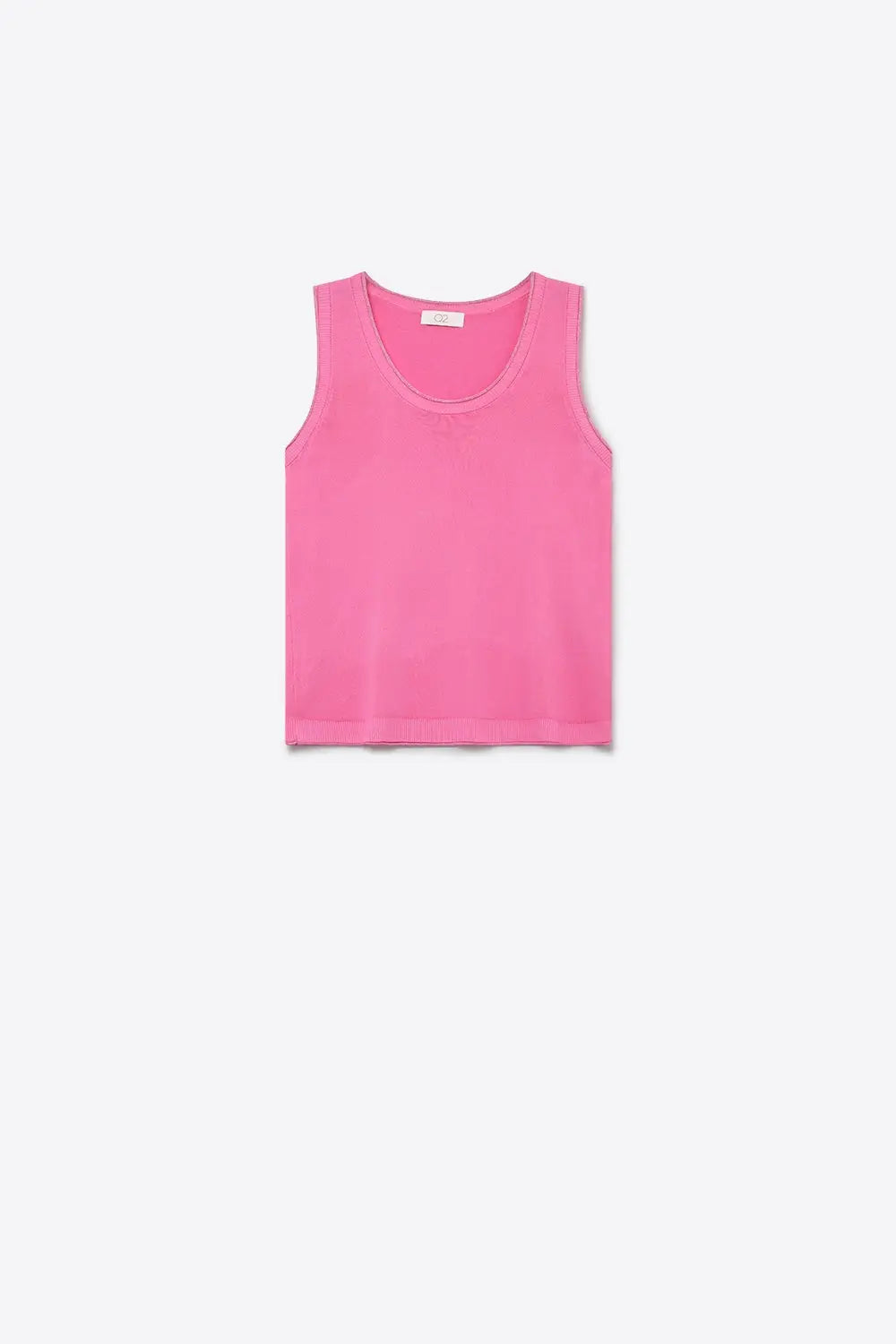 Pink Fine Knit Ribbed Trim Regular Fit Tank Top - FUCHSIA / ONE - Tops