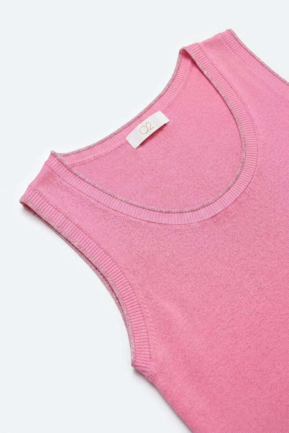 Pink Fine Knit Ribbed Trim Regular Fit Tank Top - FUCHSIA / ONE - Tops