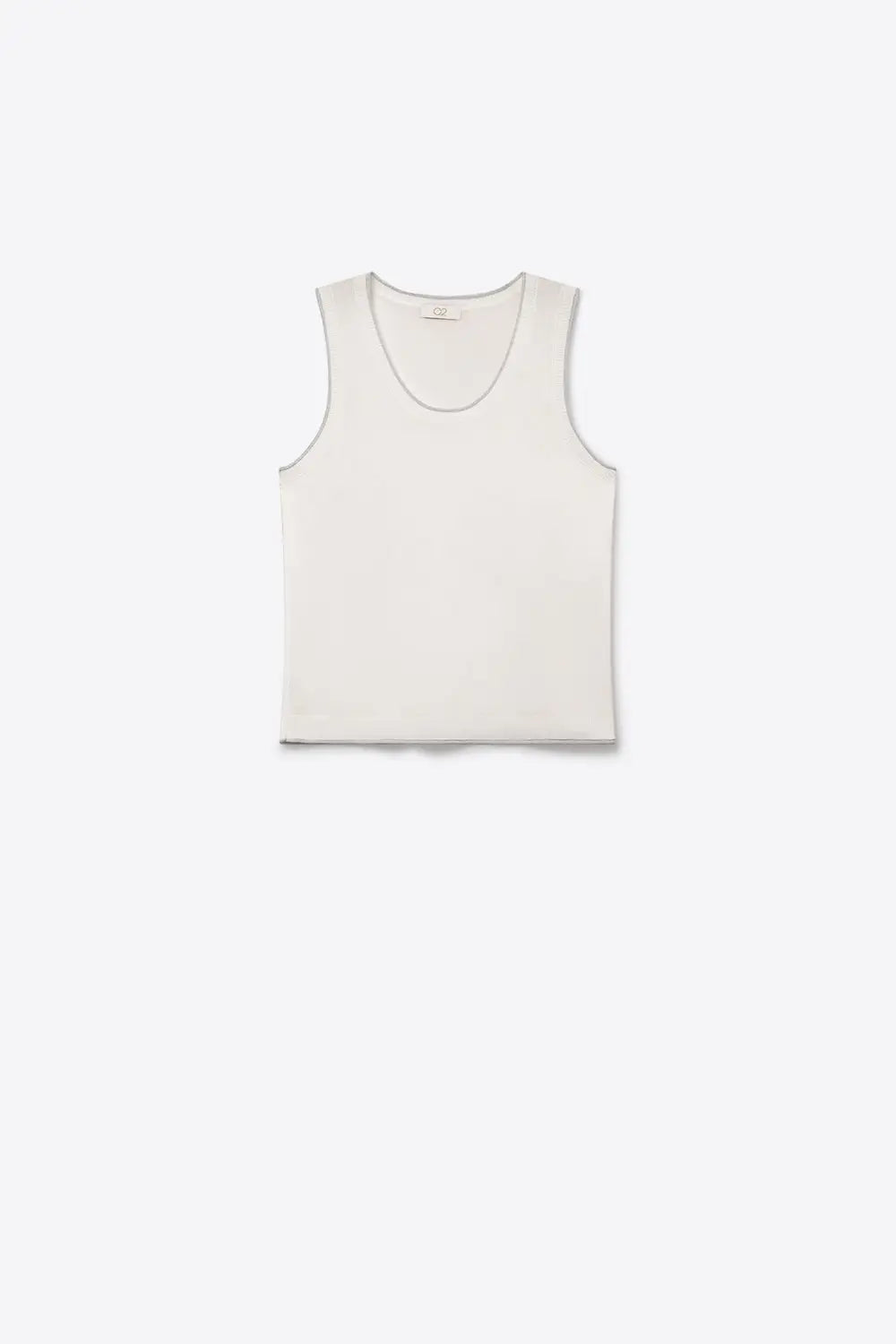 White Fine Knit Ribbed Trim Regular Fit Tank Top - WHITE / ONE - Tops