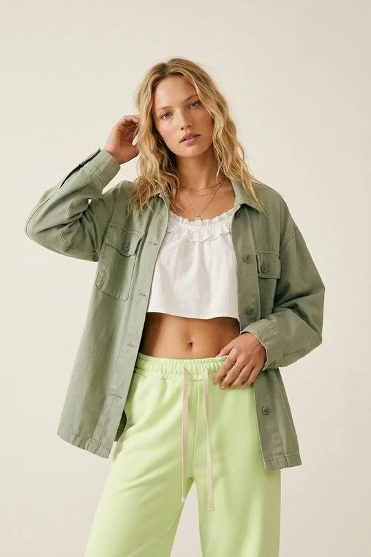 Green Knit Straiht Fit Sweatpants with elastic waist and Tie - GREEN / ONE - Pants