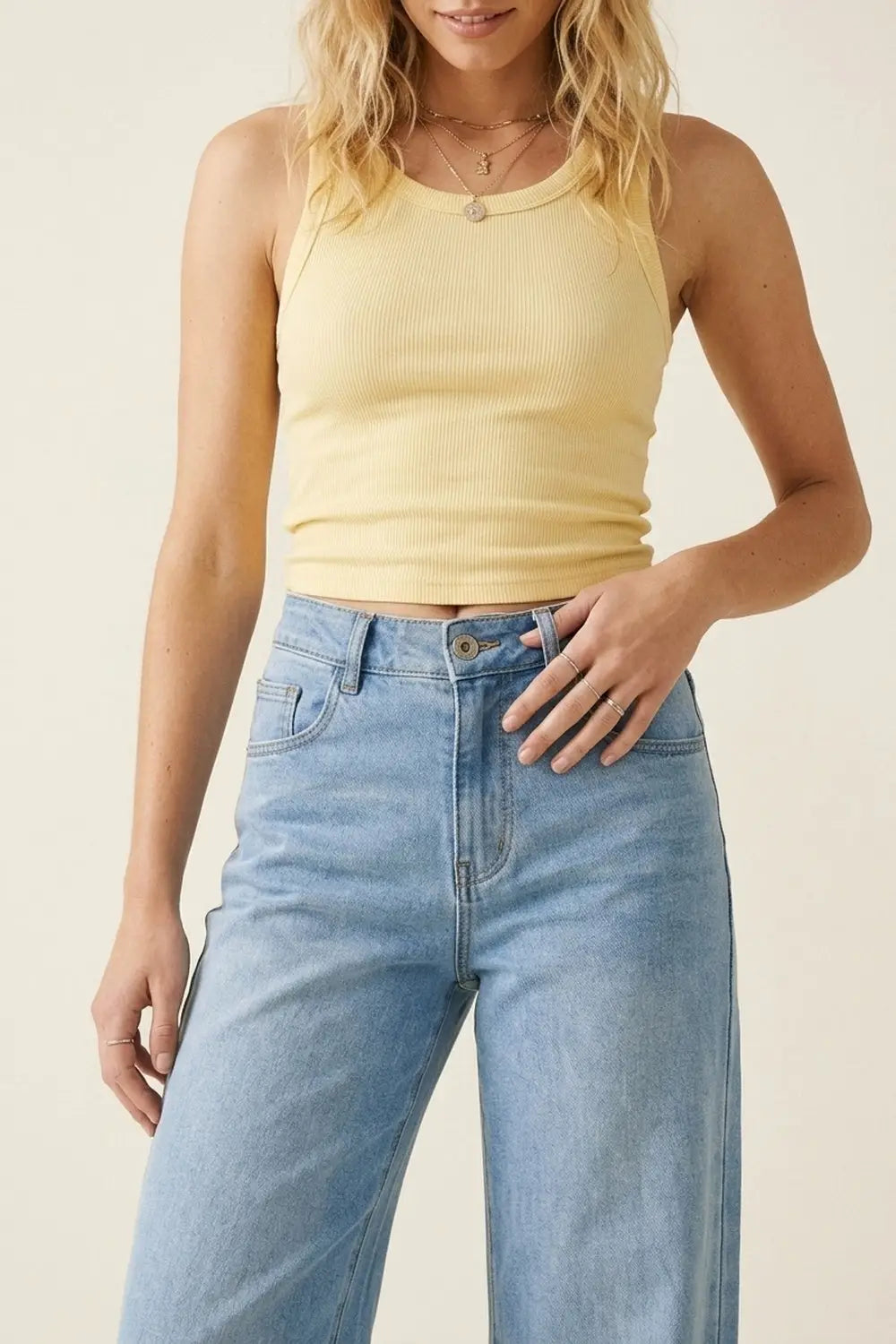 Light Blue Wide-Leg Denim Jeans with back pockets in strass pink