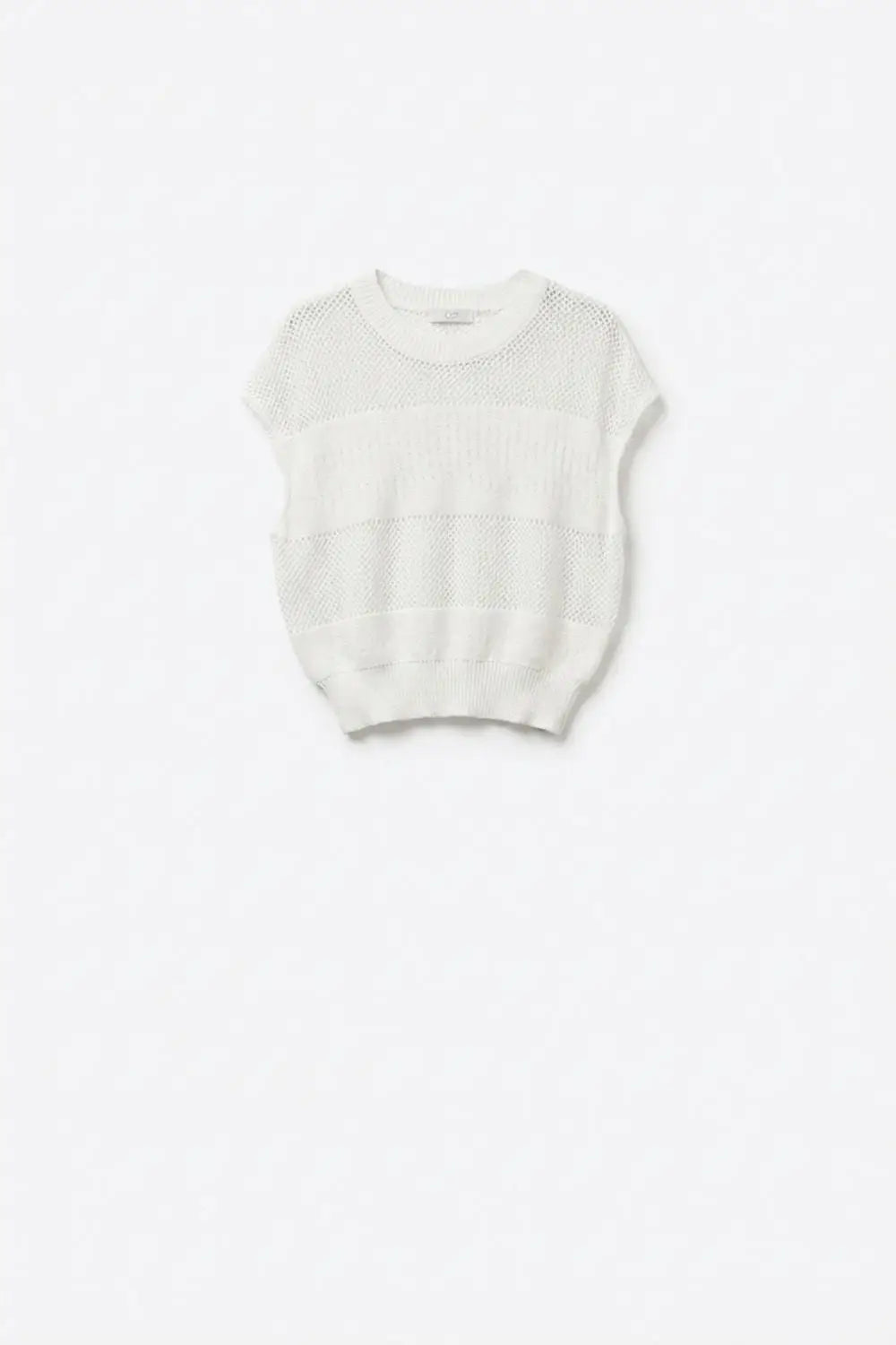 Lightweight Open-Knit Short Sleeve Sweater in white - WHITE / ONE - Sweaters
