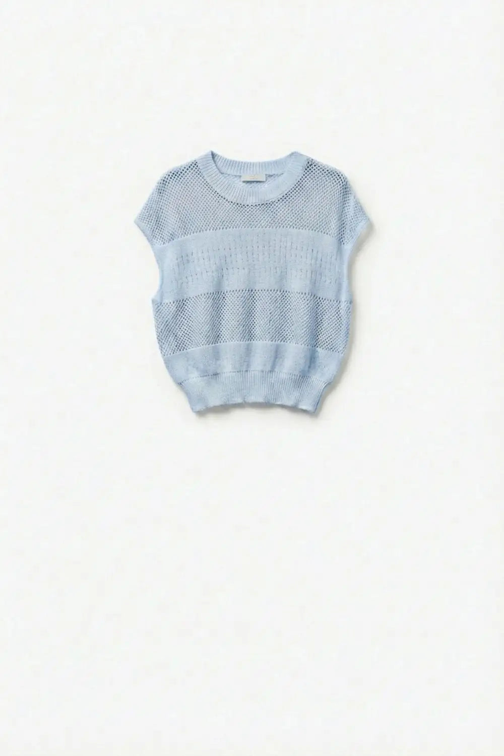 Light Blue Mesh Knit Relaxed Fit Sweater - BLUE / ONE - Sweaters