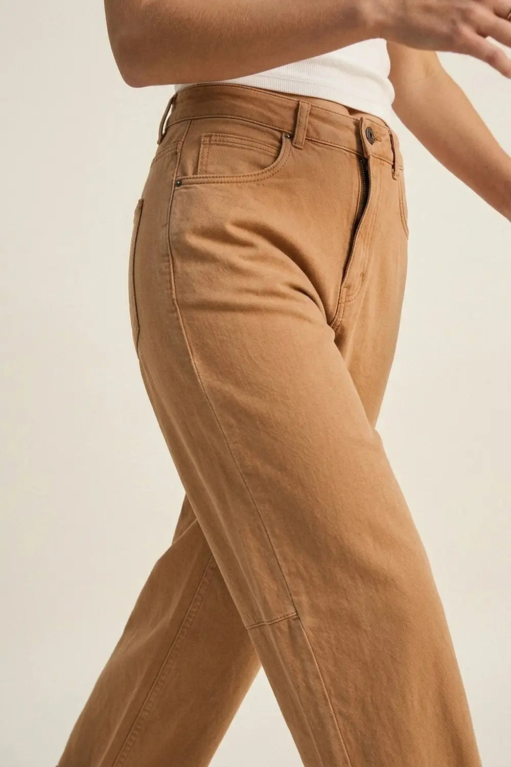 Orange Wide-Leg Barrel style Pants with Rolled Hems - Pants