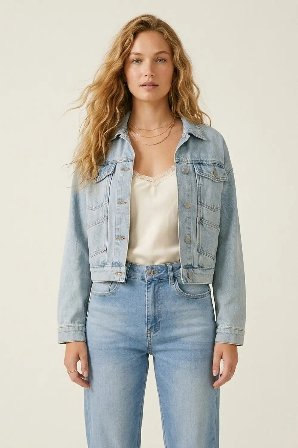 Light Blue Denim mom style Fit Jeans in ankle Length