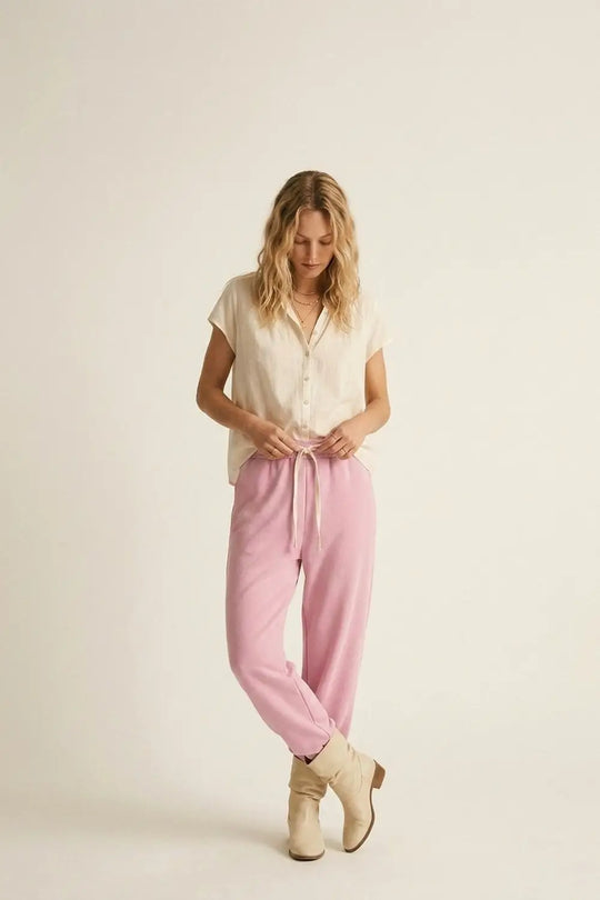 Relaxed Fit Drawstring jogger Pants in pink - PINK / ONE - Pants