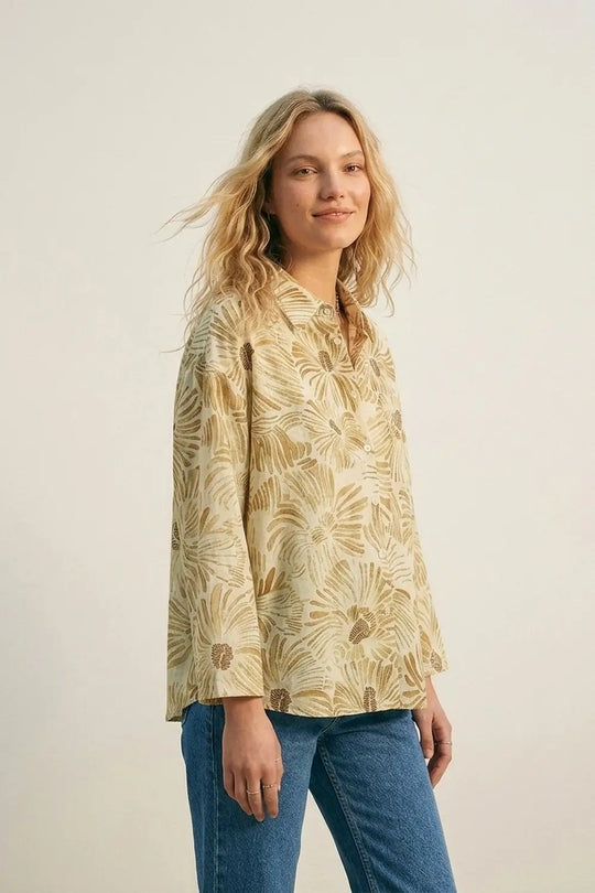 Floral Button-Up Relaxed Fit Shirt in yellow - YELLOW / ONE - Shirts