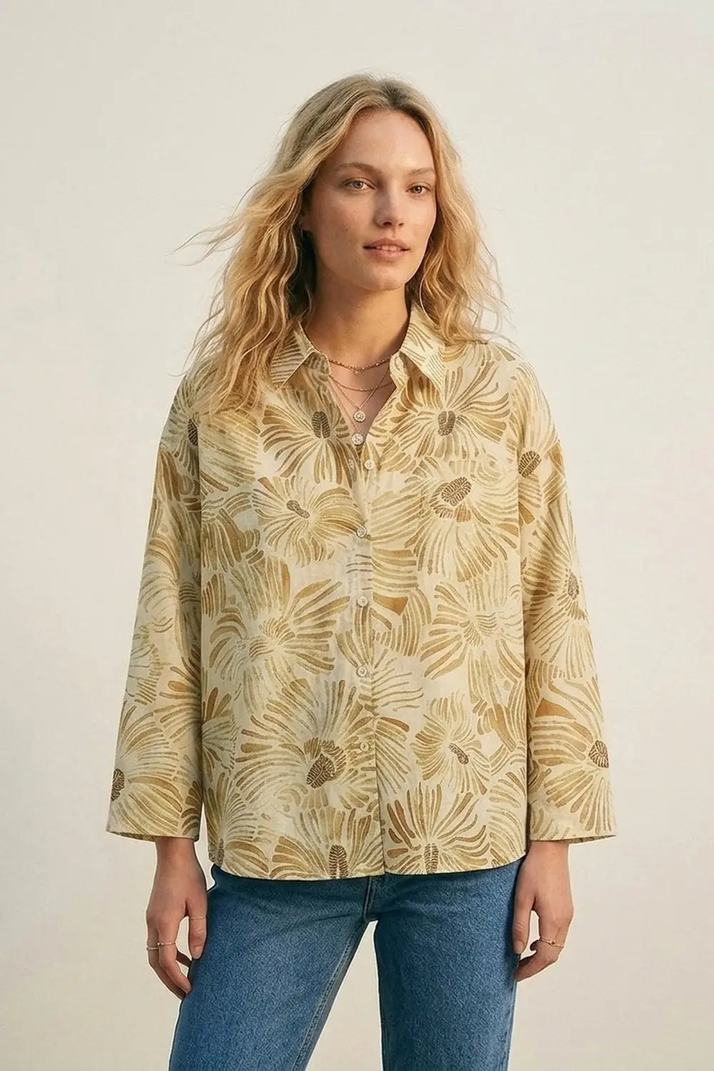 Floral Button-Up Relaxed Fit Shirt in yellow - YELLOW / ONE - Shirts