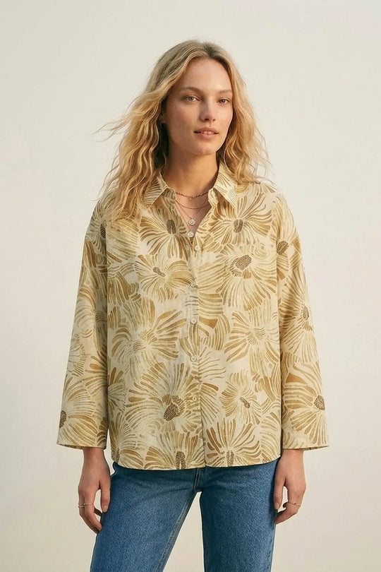 Floral Button-Up Relaxed Fit Shirt in yellow - YELLOW / ONE - Shirts