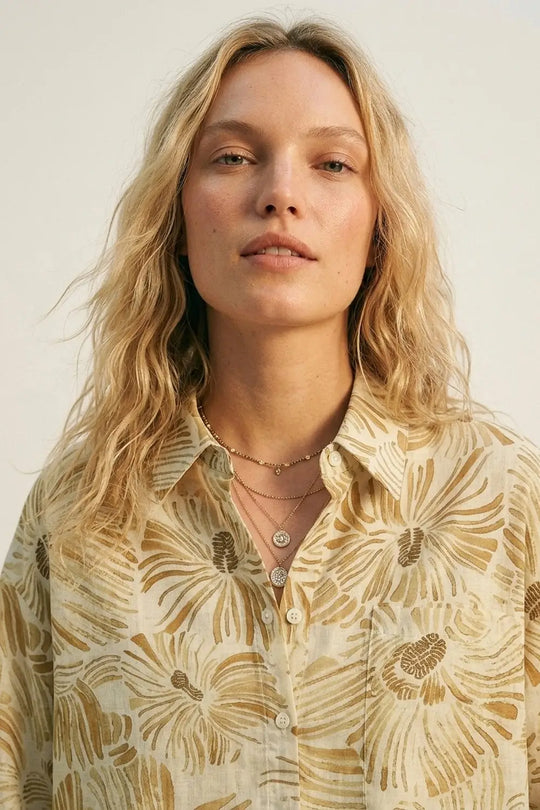 Floral Button-Up Relaxed Fit Shirt in yellow - YELLOW / ONE - Shirts
