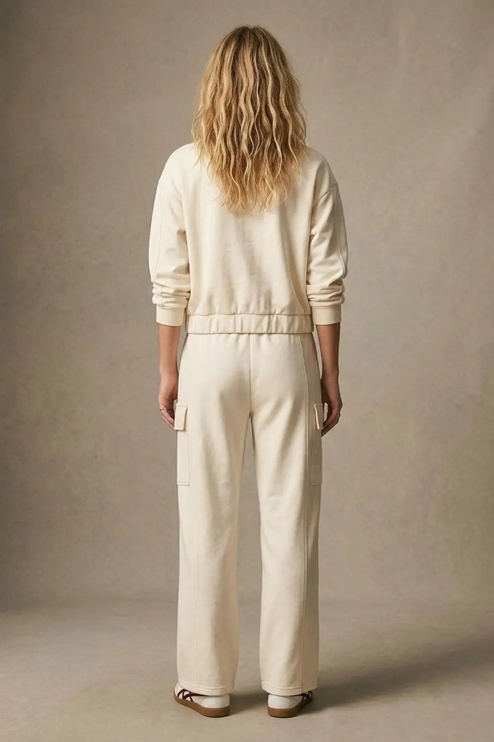 Cream viscose High Collar Pocket Front Relaxed Fit Bomber Jacket - Jackets