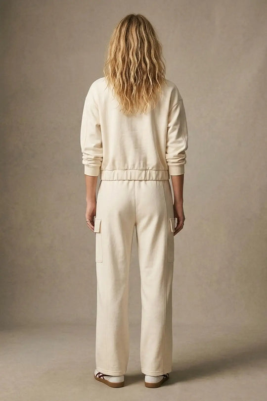 Cream viscose High Collar Pocket Front Relaxed Fit Bomber Jacket - Jackets