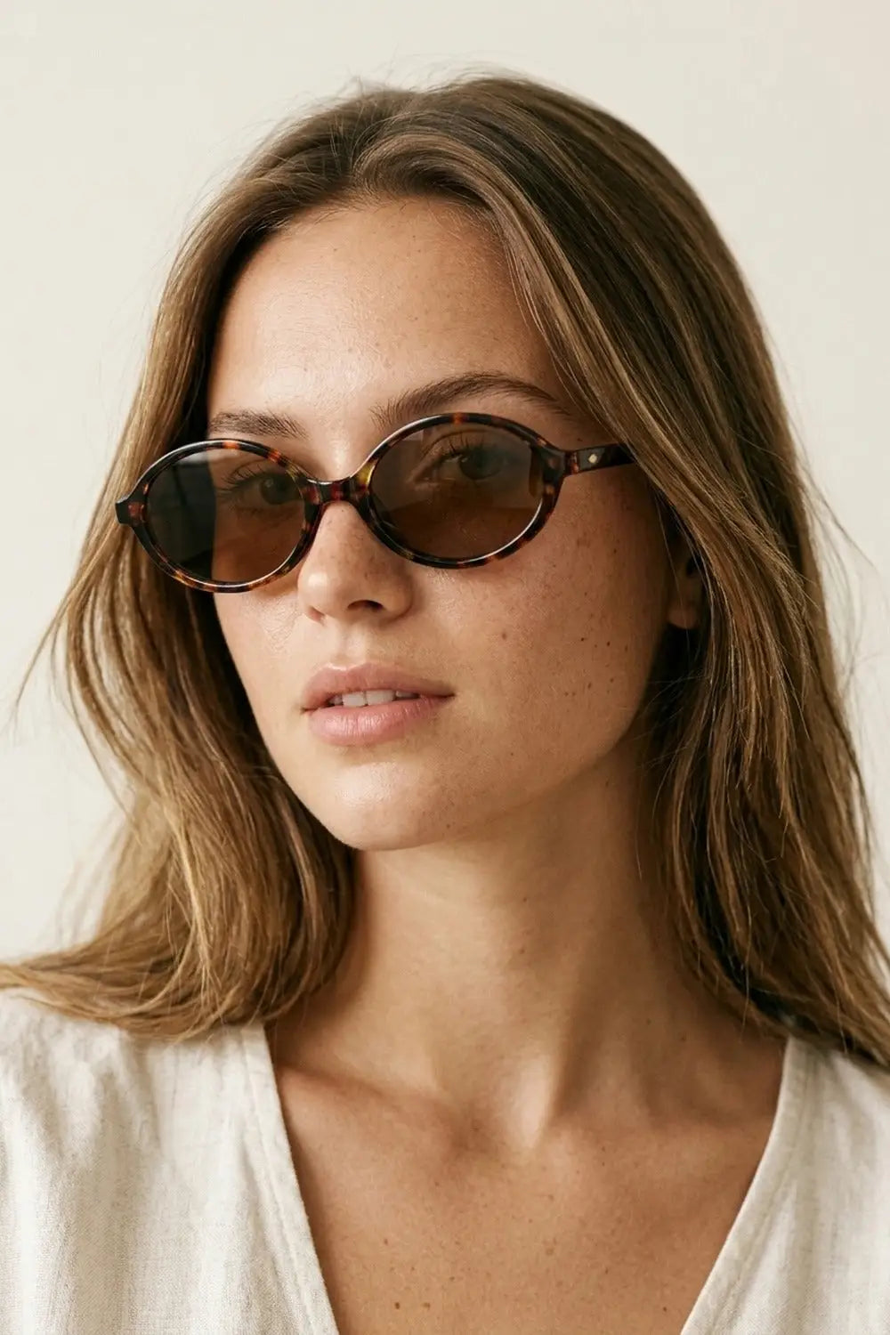 Multicolor Tortoiseshell Oval Frame Brown Lens Sunglasses - BROWN / ONE - Sunglasses
