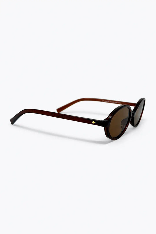 Brown Oval Frame Lightweight Retro Lens Sunglasses - BROWN / ONE - Sunglasses