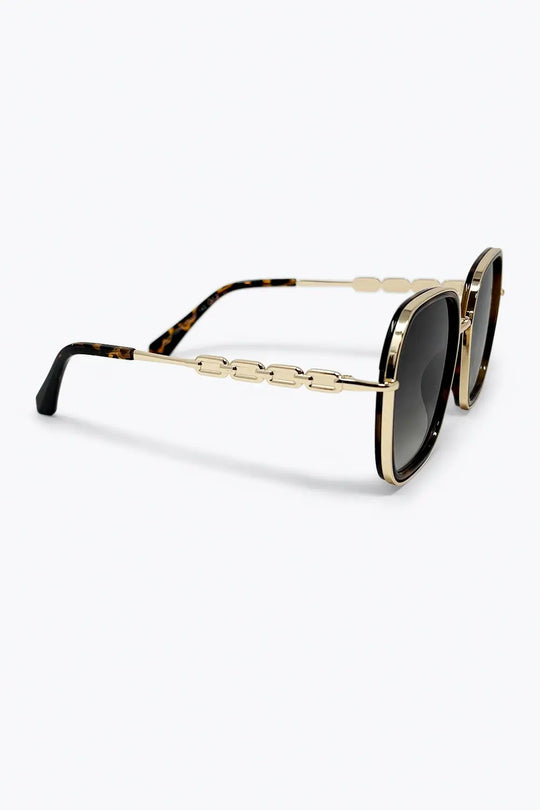 Brown Tortoiseshell Gradient Lens Oversize Square Frame Sunglasses - BROWN / ONE - Sunglasses