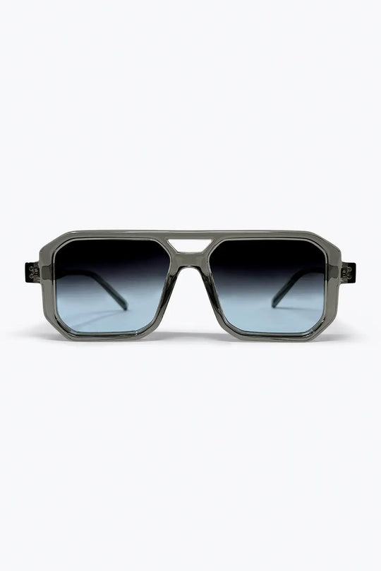 Grey Transparent Frame Oversize Geometric Gradient Sunglasses - BLUE / ONE - Sunglasses