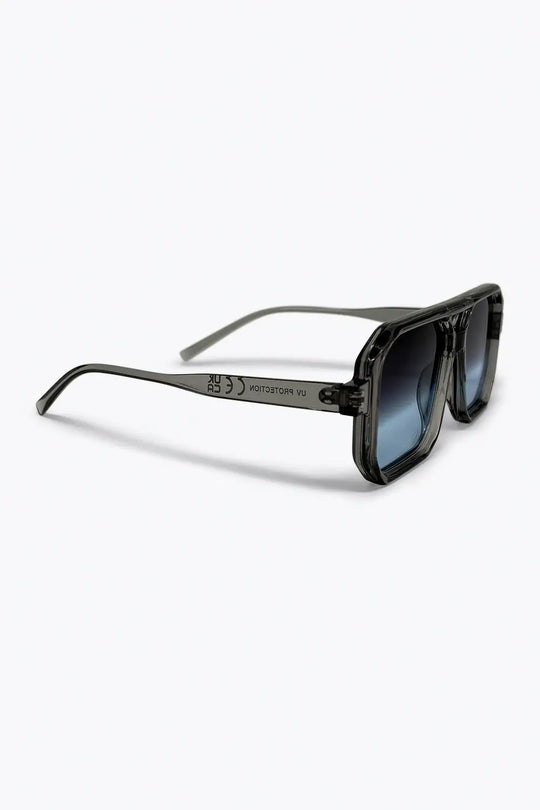 Grey Transparent Frame Oversize Geometric Gradient Sunglasses - BLUE / ONE - Sunglasses