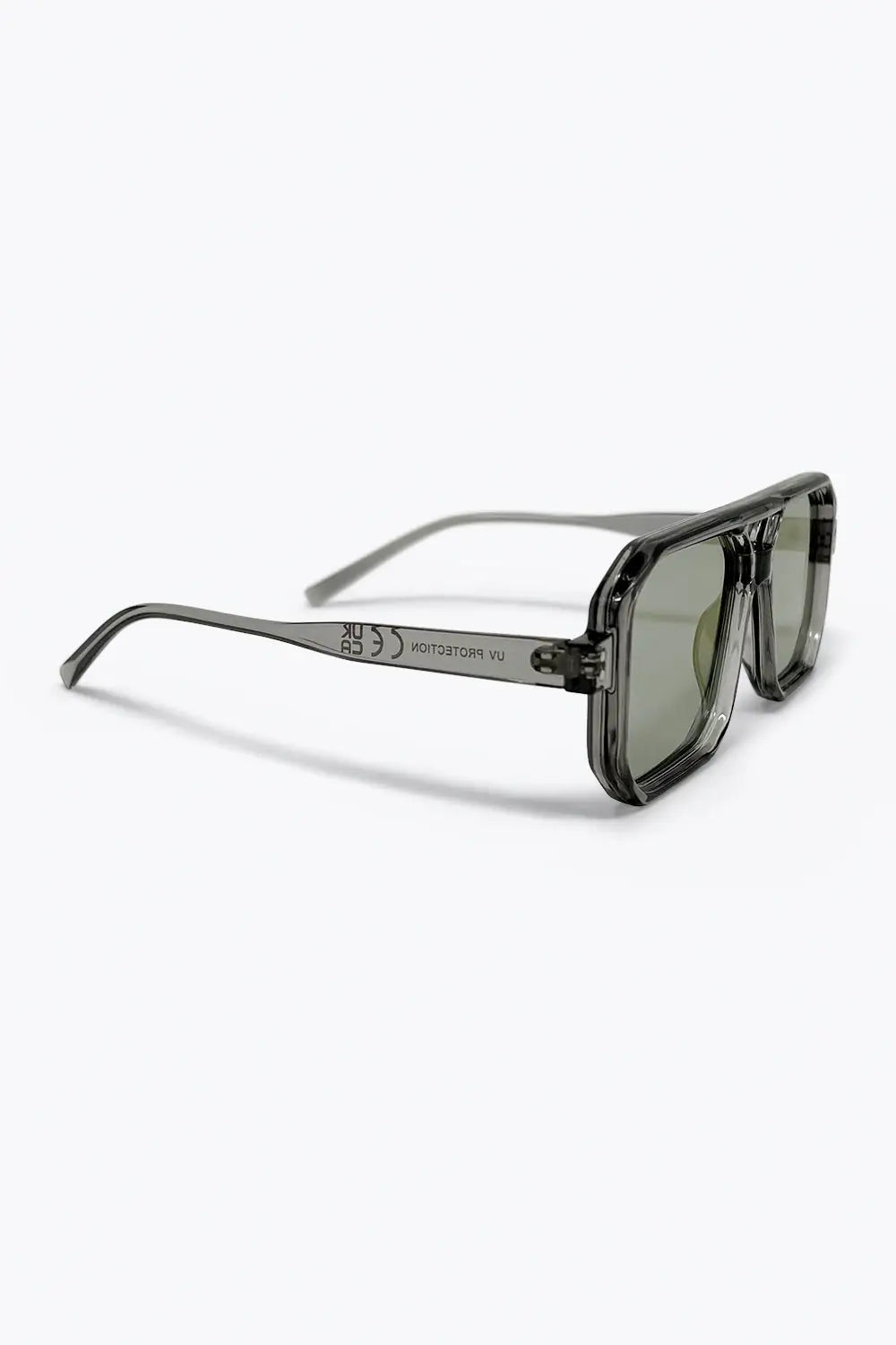 Grey Transparent Frame Purple Tinted Oversize Geometric Sunglasses - PURPLE / ONE - Sunglasses