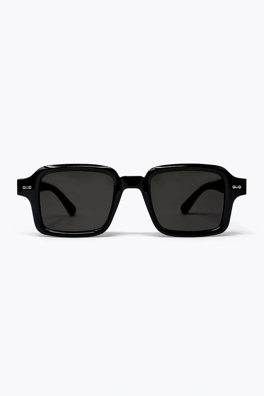 Black Rectangular Frame Classic Chunky Sunglasses - BLACK / ONE - Sunglasses