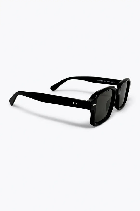 Black Rectangular Frame Classic Chunky Sunglasses - BLACK / ONE - Sunglasses