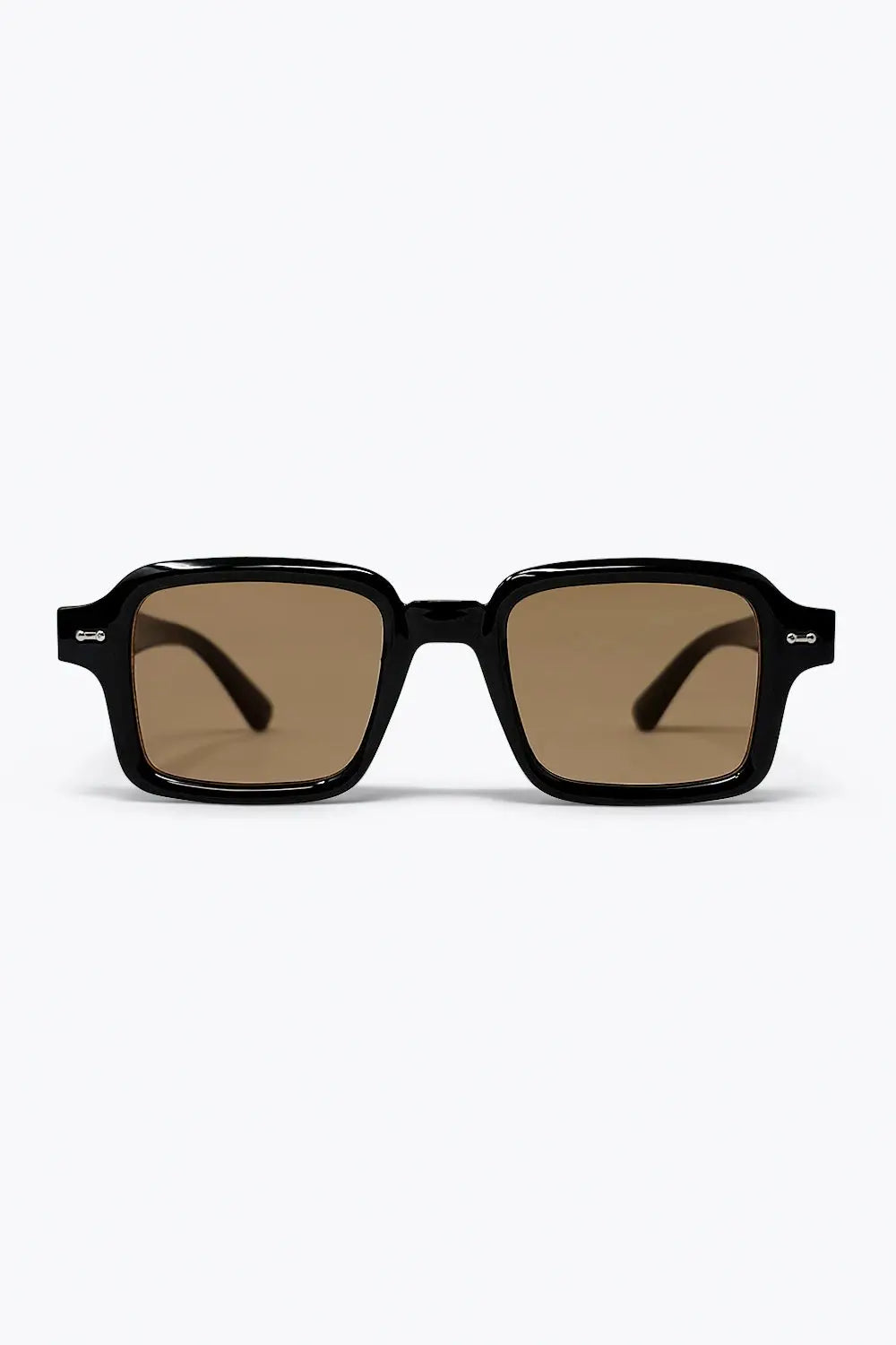 Black Thick Frame Square Brown Lens Sunglasses - BLACK / ONE - Sunglasses