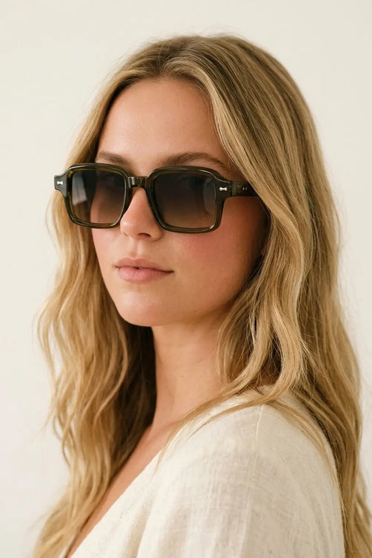 Olive Gradient Square Frame Urban Sunglasses - KHAKI / ONE - Sunglasses