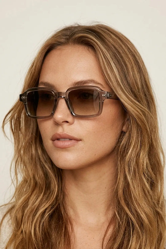Grey Transparent Square Frame Gradient Lens Sunglasses - GRAY / ONE - Sunglasses