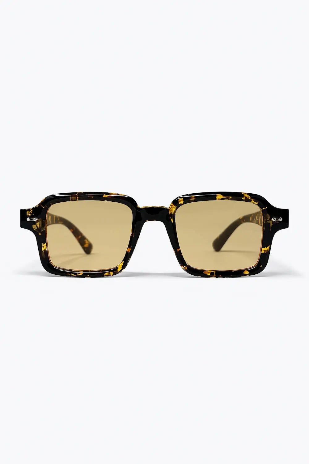 Multicolor Tortoiseshell Square Frame Yellow Lens Sunglasses - BROWN / ONE - Sunglasses