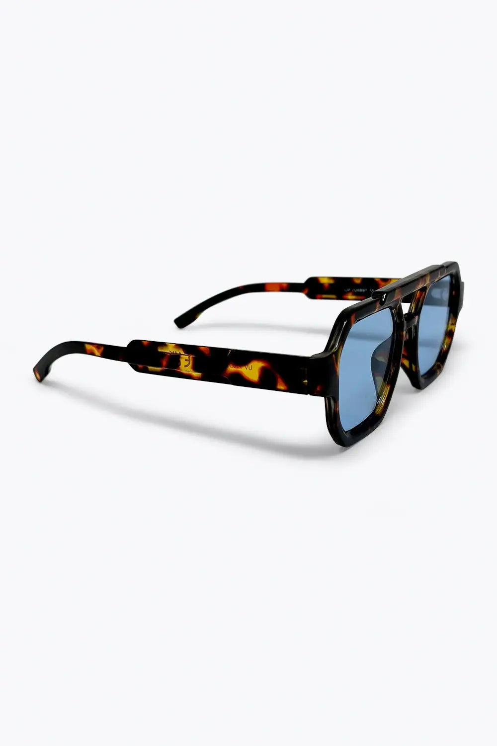 Multicolor Tortoiseshell Blue Lens Oversize Sunglasses - BROWN / ONE - Sunglasses