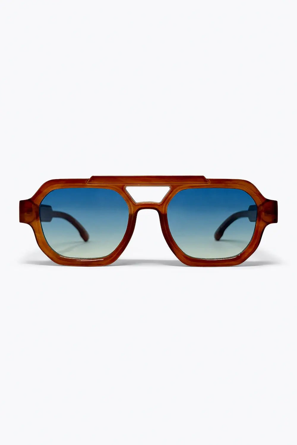 Brown Oversize Geometric Frame Ombre Lens Sunglasses - BROWN / ONE - Sunglasses