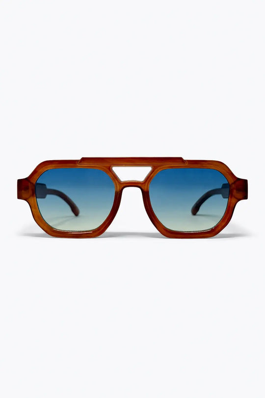 Brown Oversize Geometric Frame Ombre Lens Sunglasses - BROWN / ONE - Sunglasses