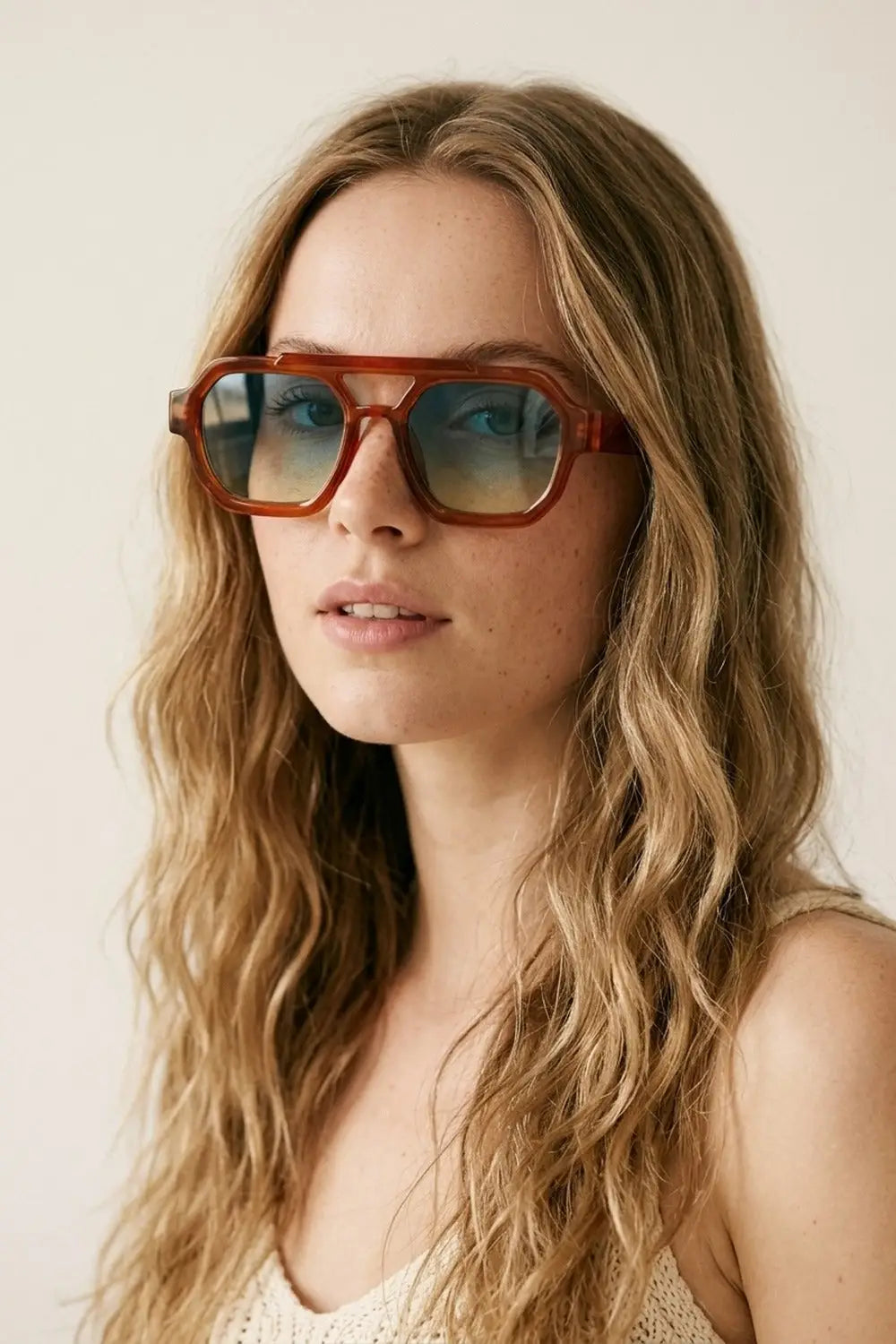 Brown Oversize Geometric Frame Ombre Lens Sunglasses - BROWN / ONE - Sunglasses