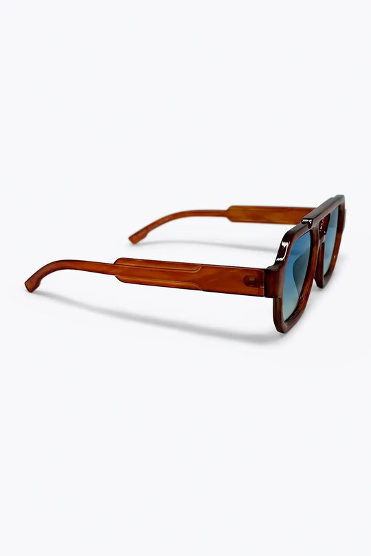 Brown Oversize Geometric Frame Ombre Lens Sunglasses - BROWN / ONE - Sunglasses