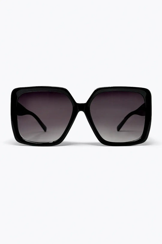Black Oversize Square Frame Gradient Lens Sunglasses - BLACK / ONE - Sunglasses