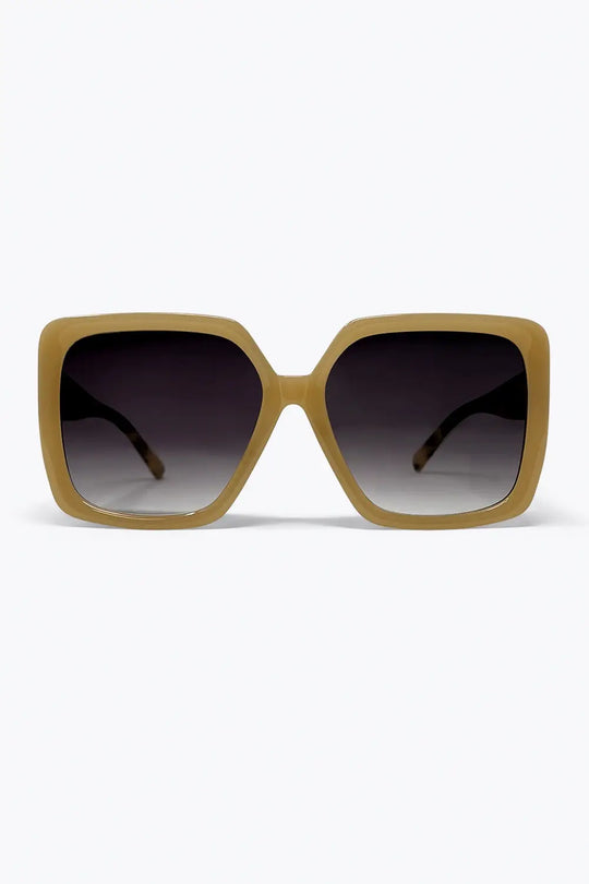 Camel Square Frame Gradient Lens Oversize Sunglasses - BEIGE / ONE - Sunglasses