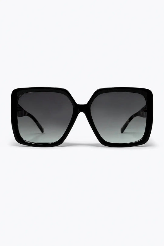 Black Square Frame Ombre Lens Wide Oversize Sunglasses - GRAY / ONE - Sunglasses