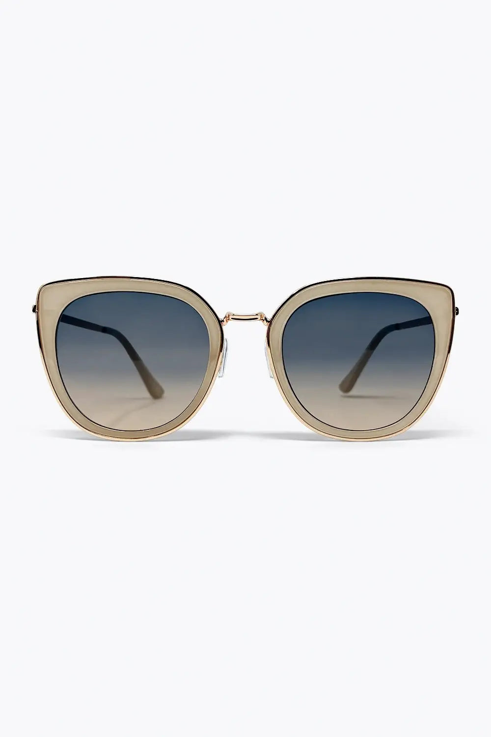Beige Cat Eye Metal Frame Gradient Oversize Sunglasses - BEIGE / ONE - Sunglasses