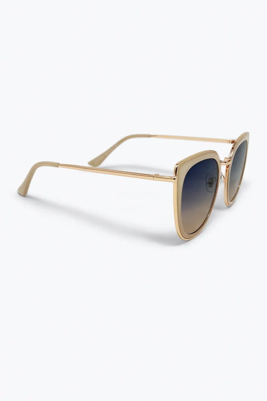 Beige Cat Eye Metal Frame Gradient Oversize Sunglasses - BEIGE / ONE - Sunglasses