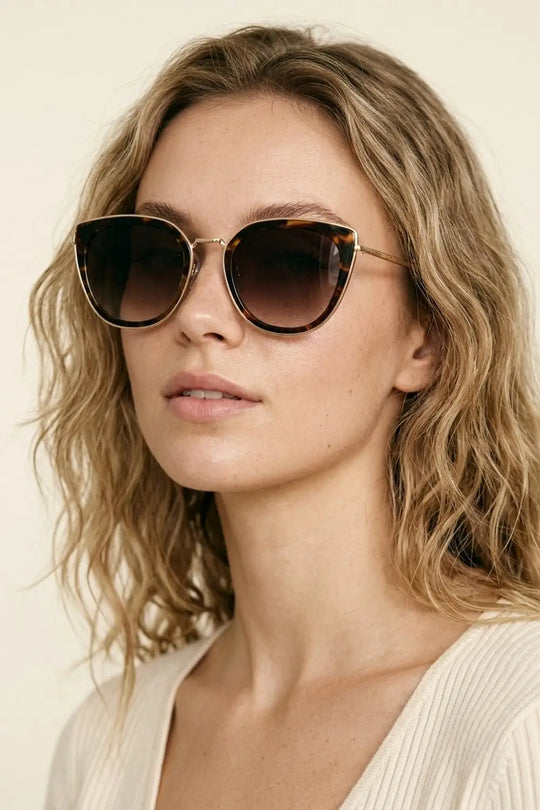 Brown Tortoiseshell Cat Eye Gradient Sunglasses - BROWN / ONE - Sunglasses